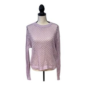Hooked Up Lilac Open-Knit Sweater